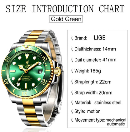 LIGE Women Watches Mechanical Watch Luxury Bracelet Wrist Wristwatch Elegant Ladies Automatic Date Clock Watch Relogio Feminino.