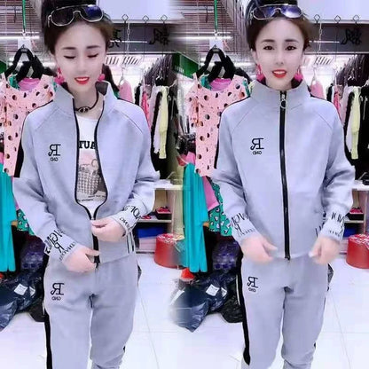 Women's Casual Suit Spring Autumn New Fashion Korean Sportswear Slim Long Sleeve Coats Tops And Pants 2 Two Piece Set For Women
