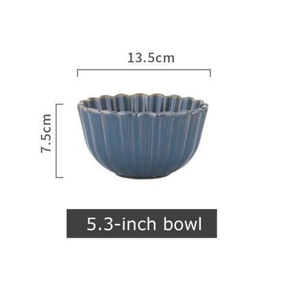 1pc Japanese Dinnerware Ceramic White Blue Dinner Plate Serving Dishes Rice Ramekin Sauce Bowl Microwave Safe.