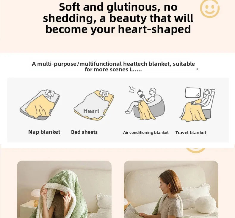 Lamb Fleece Double-Sided Velvet Blanket Double-Layer Thickened Woven Polyester Wearable Blanket