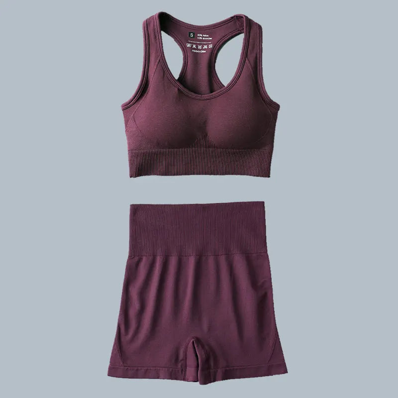 High Waist Elastic Seamless Yoga Wear Women Fitness Clothes Gym Clothing Workout Set Long Sleeve Crop Top Leggings Sports Suit