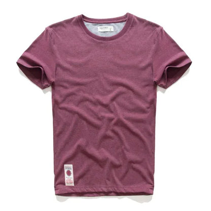 New Men Cotton Solid T-Shirt Mens Short Sleeve T-shirt Multi Pure Color Fancy Yarns T Shirt Color Wine White Blue.