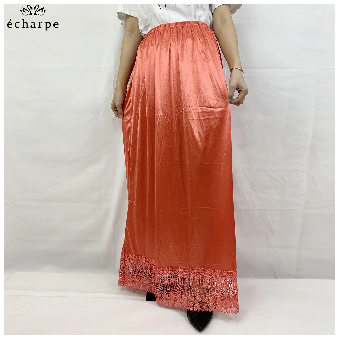 12pcs/1 dozen Muslim Women skirt Extender Slips Lace Skirts Knee Stretch High Waist Skater Flared Pleated Swing Skirt Loose.