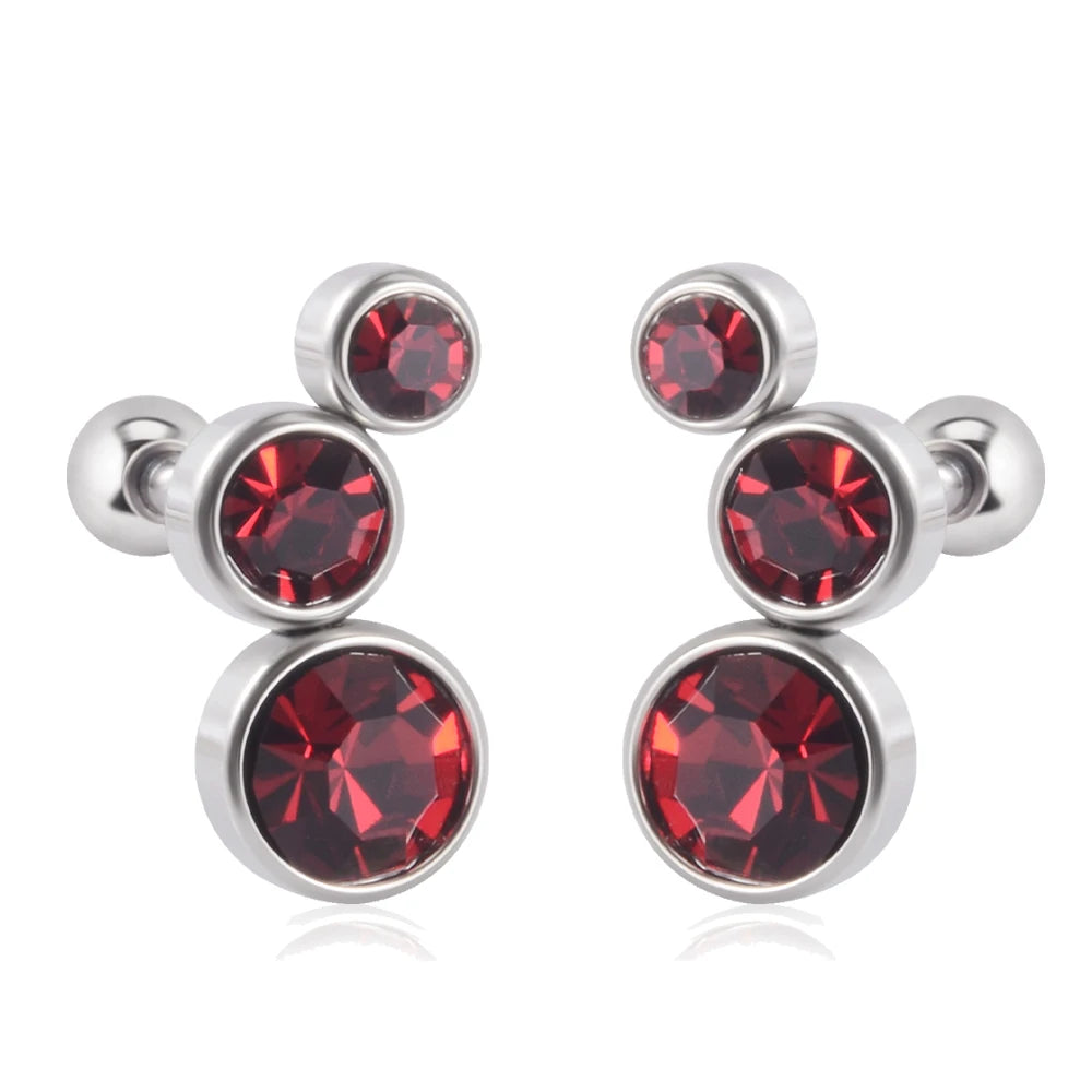 2PCS 361 Surgical Steel Crystal  Ear Tragus Cartilage Earrings 16G Three Zircon Lobe Helix Daith Earring Piercing Body Jewelry