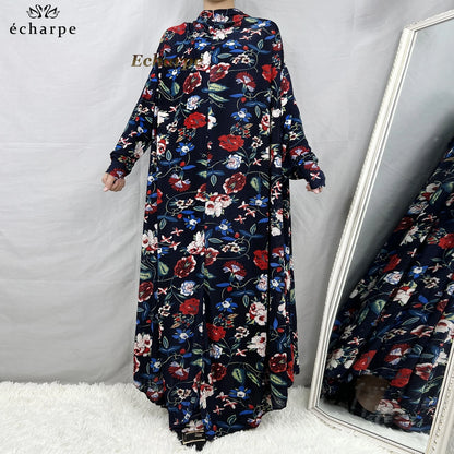 1 Pieces Muslim Hijabs Dress Women's Prayer Garment Dubai Abaya Arab Jibab Islam Flowers Djellaba Femmel Khimar Caftan Clothes