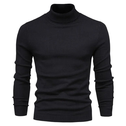 2021 New Winter Men Turtleneck Sweater Casual Solid Color Warm Pullover High Quality Slim High Neck Long Sleeve Sweater Men.