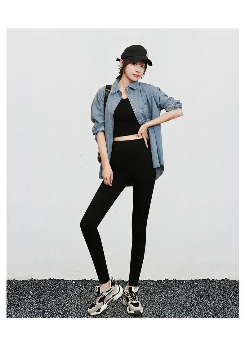 BIVIGAOS Micro Pressure Sharkskin Leggings Women Black Fitness Shaping Hip Lifting Leggings Skinny Slim Sport Workout Leggings