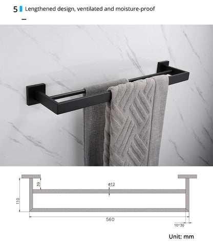 Mattschwarz Badezimmer Hardware Set Kit Zubehör Wandregal Handtuchhalter Rack Schiene Robe Aufhänger Toilettenbürste Rollenpapierhalter Schüssel