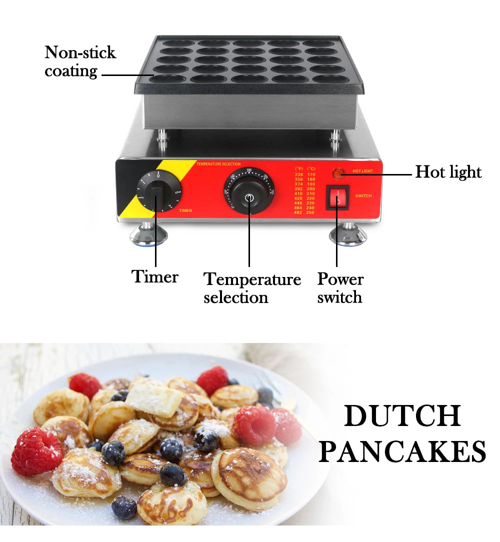 ITOP Mini Poffertjes Maker Mini Pancake Waffle Muffin Machine 25 Holes Commercial 800W Non-stick, Fast Heating, Heavy Duty.