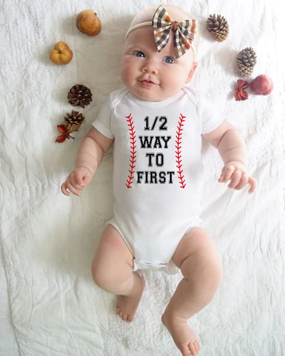 Eine hälfte geburtstag strampler Halb brithday hemd 1/2 Halb Geburtstag einteiliges Junge halbe geburtstag outfits Geschlecht Neutral Baby geschenk.