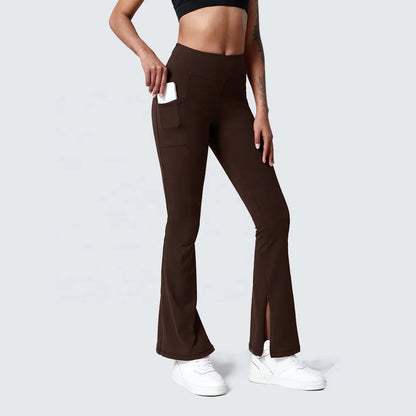 Luluyun Bottom Zipper up Leg Open Wide Leg Pants for Women Casual Elastic High Waist Loose Long Pants.