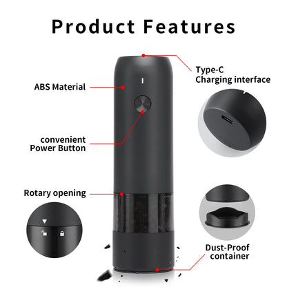 Electric Automatic Salt and Pepper Grinder Set Rechargeable With USB Gravity Spice Mill Adjustable Spices Grinder Kitchen Tools.