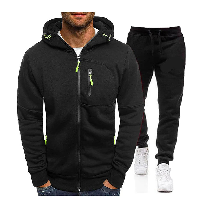 Spring Autumn 2020 Men's Sweat Suit Set Tracksuit Men Outfit Full Sleeve Tops with Hood Outdoor Sport Wear Men's Hooded Suit
