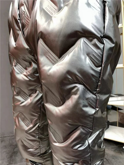 2022 New Men Shiny Winter Down Pant Thick Warm Sweatpants Casual Trousers Slim Outdoor Windproof Waterproof Cotton Pants