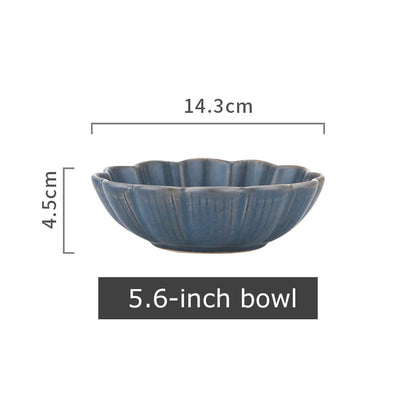 1pc Japanese Dinnerware Ceramic White Blue Dinner Plate Serving Dishes Rice Ramekin Sauce Bowl Microwave Safe.