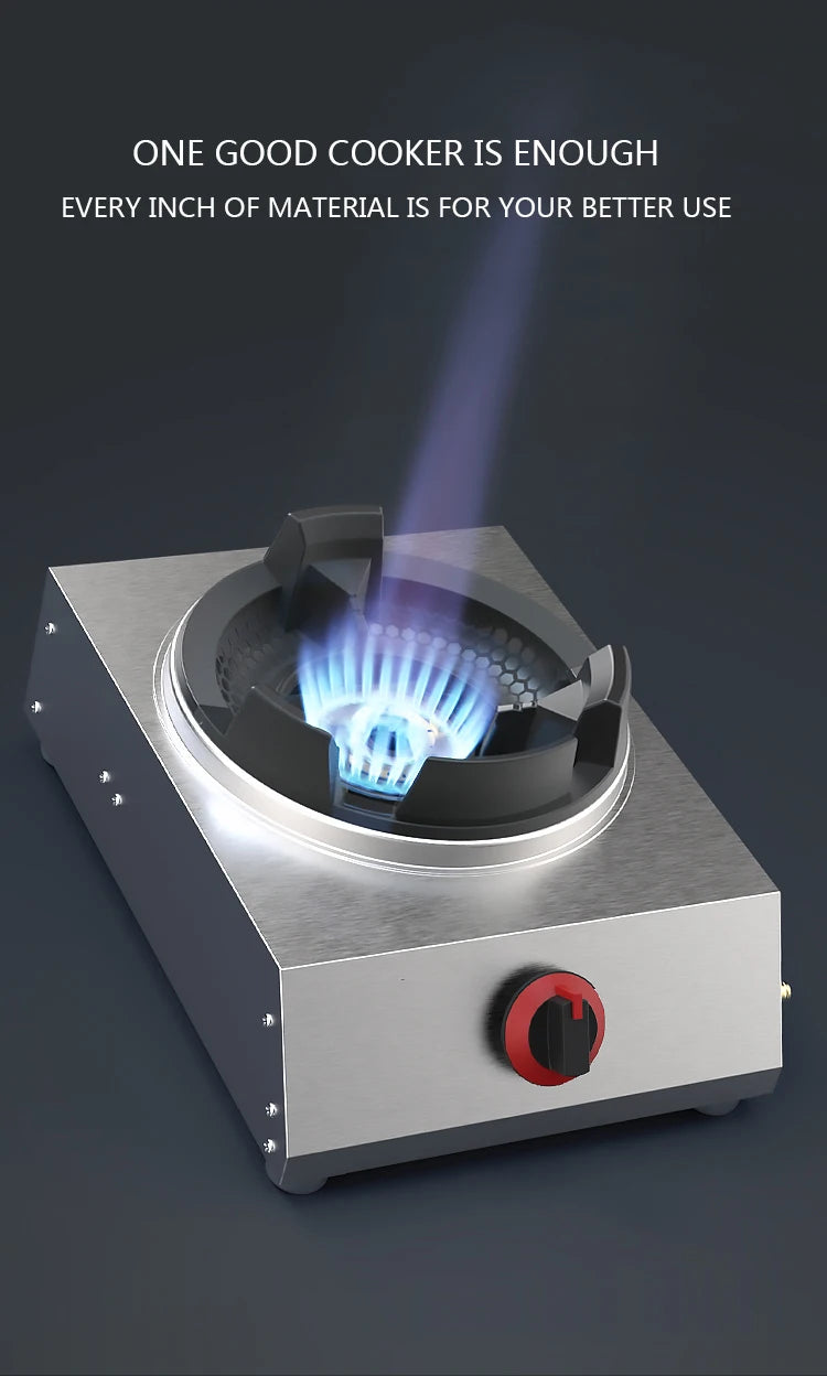 Shaped Single Stove Household Liquefied Petroleum Gas Stove Pulse Electronic Ignition Stove Thickened Stainless Steel Gas Stove.