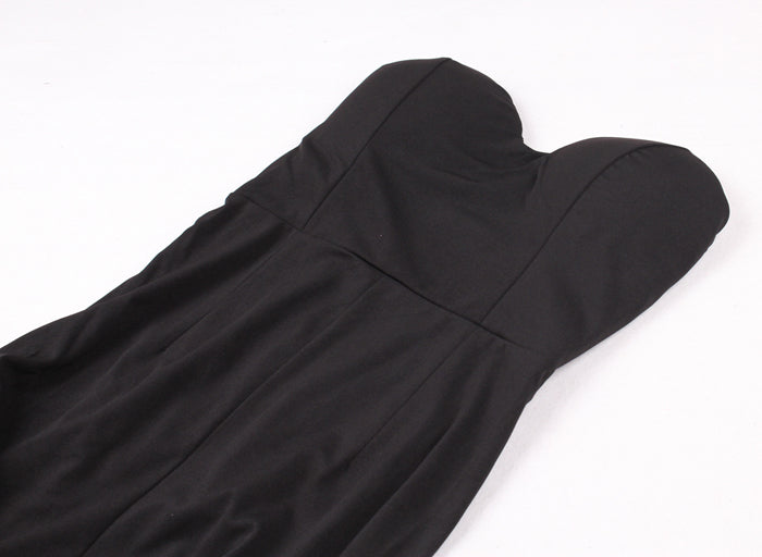 Sexy trägerloses langes schwarzes Maxikleid mit Vorderschlitz, nackte Schulter, rot, Damen-Abend-Sommer-Nachtkleid, Party, Umstandskleider