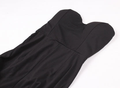 Sexy trägerloses langes schwarzes Maxikleid mit Vorderschlitz, nackte Schulter, rot, Damen-Abend-Sommer-Nachtkleid, Party, Umstandskleider