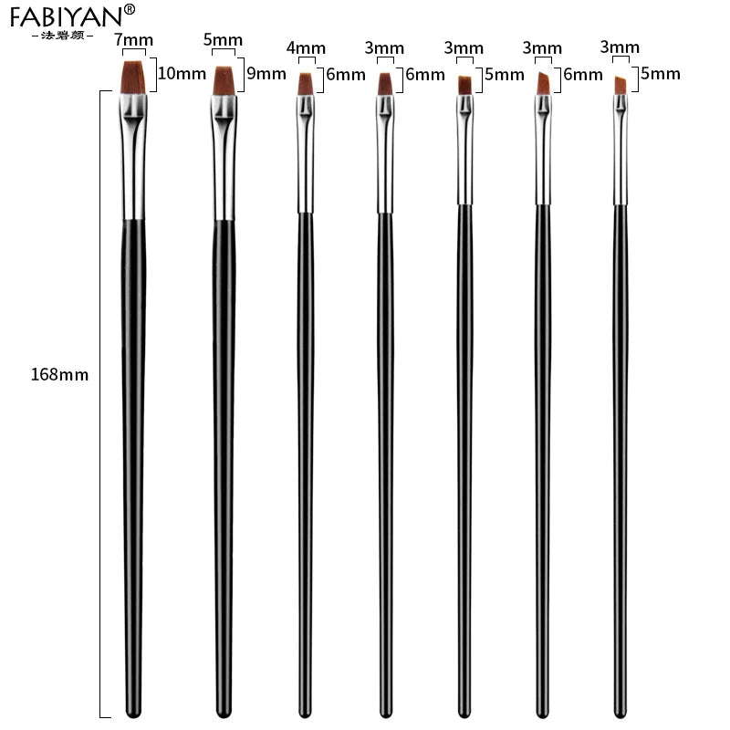 7 Size Nail Art Brush Flat Acrylic Drawing Pen UV Gel Polish French Design Painting Extension Coating Tools Set Manicure.