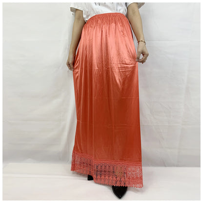 12pcs/1 dozen Muslim Women skirt Extender Slips Lace Skirts Knee Stretch High Waist Skater Flared Pleated Swing Skirt Loose.