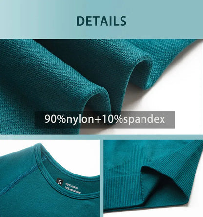 High Waist Elastic Seamless Yoga Wear Women Fitness Clothes Gym Clothing Workout Set Long Sleeve Crop Top Leggings Sports Suit.