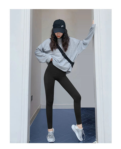 BIVIGAOS Micro Pressure Sharkskin Leggings Women Black Fitness Shaping Hip Lifting Leggings Skinny Slim Sport Workout Leggings