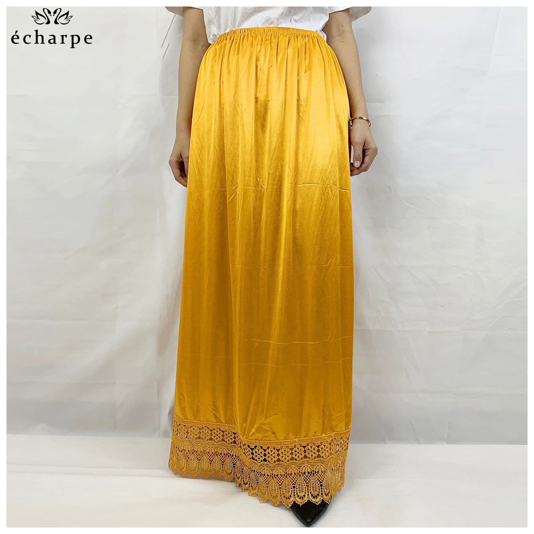 12pcs/1 dozen Muslim Women skirt Extender Slips Lace Skirts Knee Stretch High Waist Skater Flared Pleated Swing Skirt Loose.