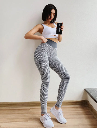 Hohe Taille Dot Yoga Hosen Patchwork Fitness Leggings Frauen Workout Push-Up-Leggings Activewear Knöchel Länge Feminina Jeggings.