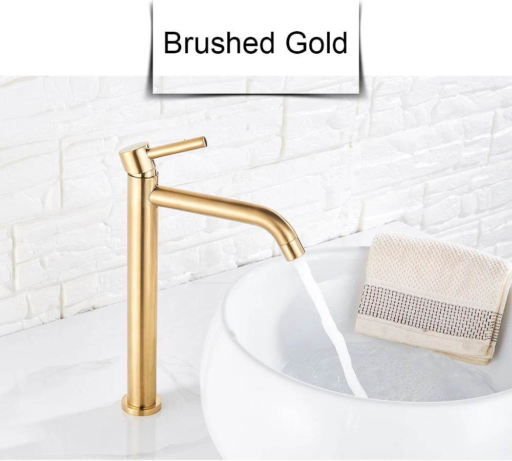 Black Basin Faucet Bathroom Washbasin Water Mixer Tap Hot Cold Water Basin Sink Tap Bathroom Faucet Tap Brushed Gold Faucet