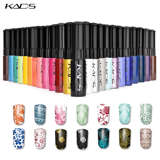 KADS Nail Art Stamping Polish Black White Gold Silver Green Printing Varnish DIY Design for Stamping Plate Color Nails Lacquer.