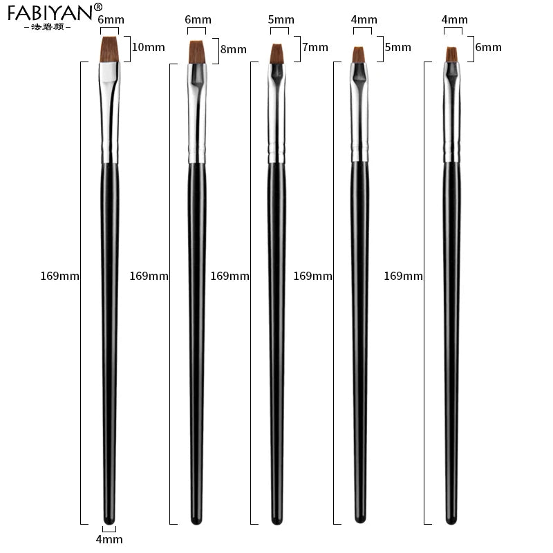 7 Size Nail Art Brush Flat Acrylic Drawing Pen UV Gel Polish French Design Painting Extension Coating Tools Set Manicure.