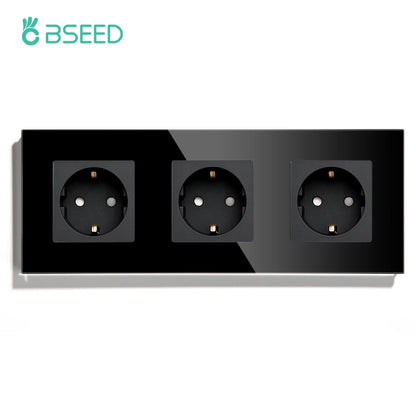 BSEED EU Standard Einzigen Steckdose Doppel Glas Steckdosen Triple Steckdosen Steckdose Für Home Office Schlafzimmer 16A.