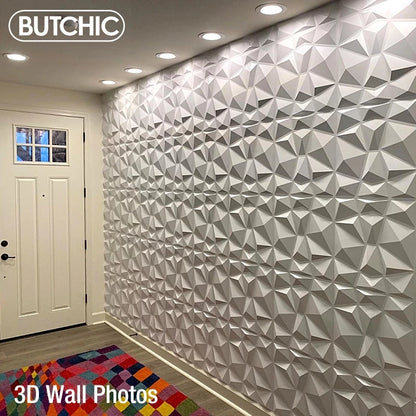 12pcs 30x30cm Super 3D Art Wall Panel PVC Waterproof 3D Wall Sticker Decor Tiles Diamond Design DIY Home Decor 11.81'' X 11.81''