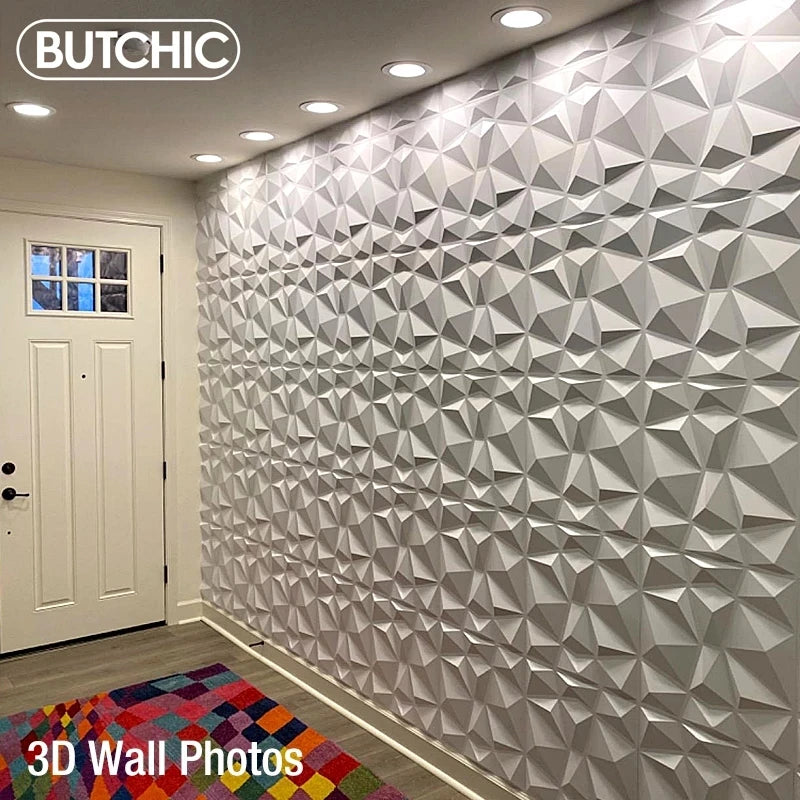 12pcs 30x30cm Super 3D Art Wall Panel PVC Waterproof 3D Wall Sticker Decor Tiles Diamond Design DIY Home Decor 11.81'' X 11.81''