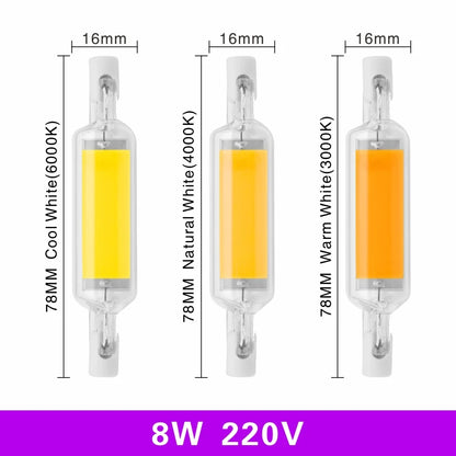 R7S LED Bulb 78mm 118mm 5W 8W 10W 20W R7S Spotlight 220V COB Lamp Glass Tube Replace 30W 50W 100W Halogen Light.