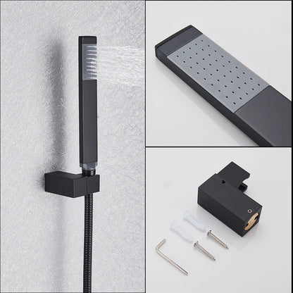 Black Waterfall Shower Faucet Bathroom Wall Mounted Bathtub Shower Faucets Dual Handles Hot Cold Water Mixer Tap with Handshower