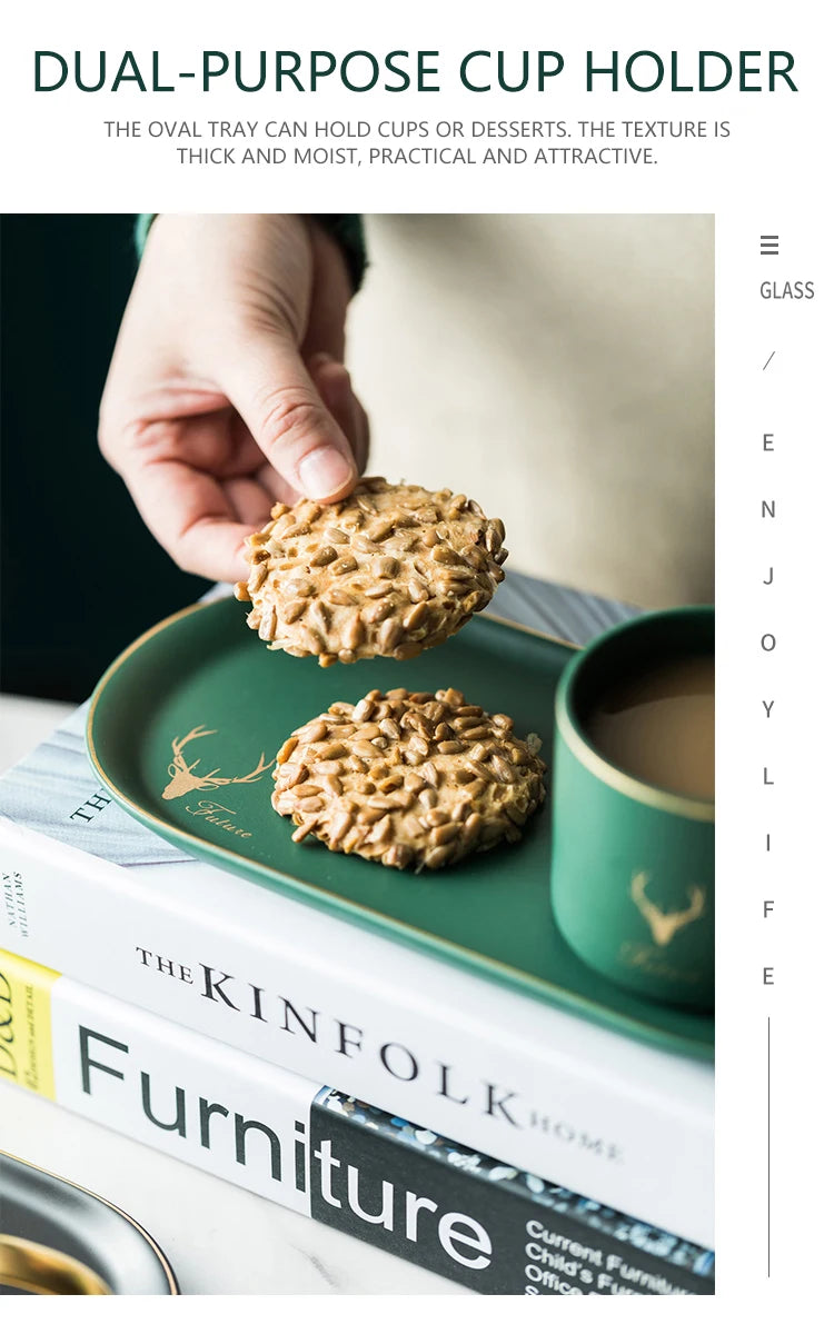 European Luxurious Gold Rim Ceramics Coffee Cups And Saucers Spoon Sets With Gift Box Tea Soy Milk Breakfast Mugs Dessert Plate.