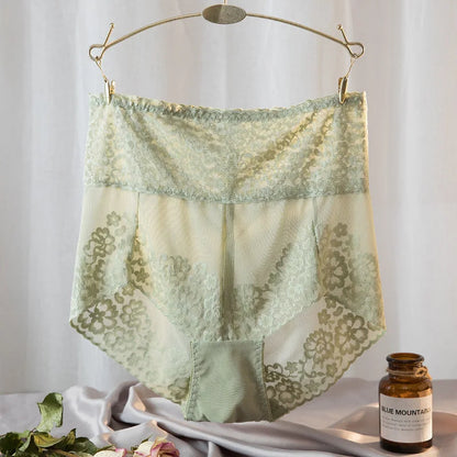 Women Lace High Waist Panties Sexy Mesh Girdle Waist Underwear Quality Plus Size Butt Lifter Knickers Tummy Slim Control Briefs