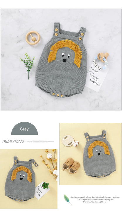 Baby-Body, niedlicher Cartoon-Löwe, Kleinkind-Säuglings-Onesies, 100 % Baumwolle, gestrickt, für Neugeborene, Kinder, Kleidung, einteiliger Overall, ärmellos.