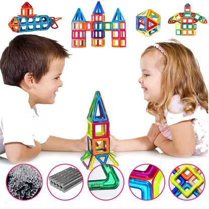 30-168PCS Medium Size Magnetic Building Blocks Magnet Designer Construction Set Montessori Educational Toys For Kids Gifts.