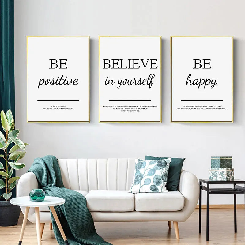 Modern Living Room Simple Decorative Picture Inspirational Wall Art Poster Print Positive Quote Painting on Canvas Home Decor.