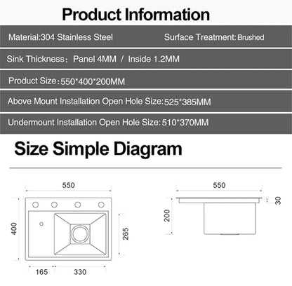 ASRAS Island Hidden kitchen Sink 304 Stainless Steel 4mm Thickness Handmade Brushed Sink High Pressure Cup Washer kitchen Sinks