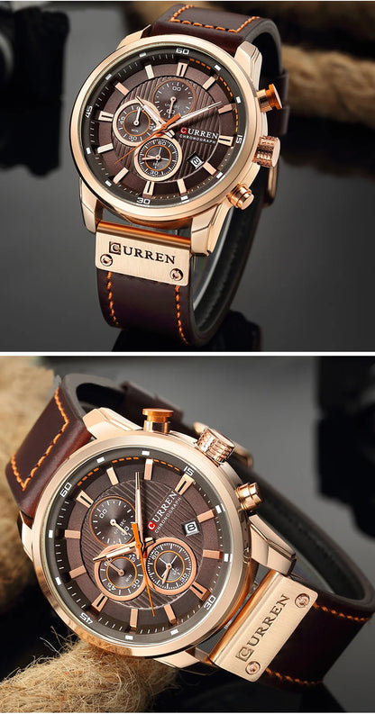 CURREN Brand Watch Men Leather Sports Watches Men's Army Military Quartz Wristwatch Chronograph Male Clock Relogio Masculino.
