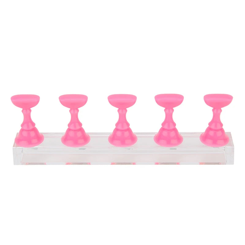 5Pcs Nail Art Practice Display Stand Set Chess Board Magnetic Tips White & Black Holder Polish Gel Color Chart Tool.