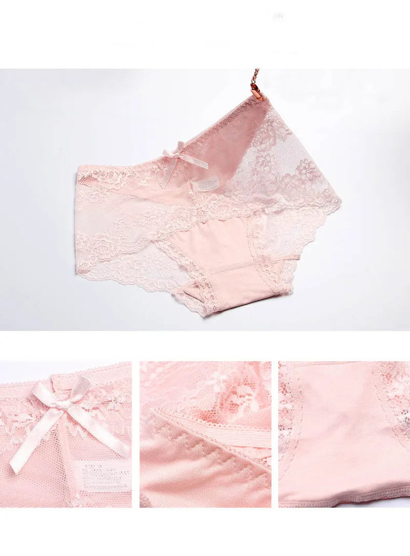 Women Modal Transparent Sexy Lace Underwear Plump Lady 3XL Large Size Hollow Seamless Panties High-Rise Soft Big Briefs.