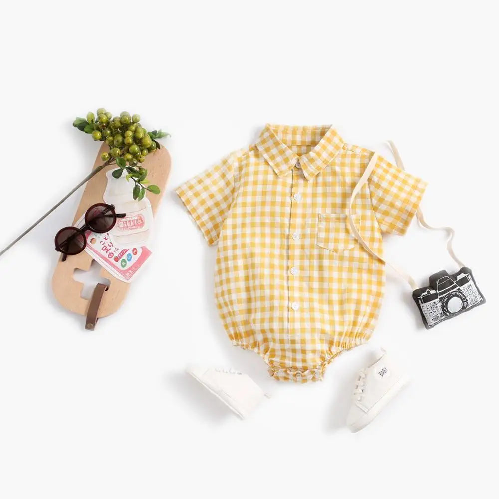 Sanlutoz Sommer Baby Jungen Bodys Baumwolle Baby Kleidung Plaid Mode Kurzarm Kleinkinder Kleidung Casual.