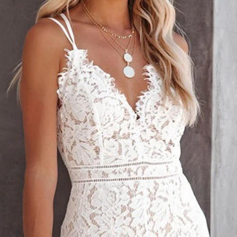 Solid Lace Jumpsuits Women Sleeveless Romper High Waist V-Neck Wide Leg Playsuits and Jumpsuit Women bodysuit Combinaison femme