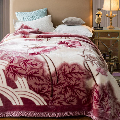 Double Layer Raschel Blankets 150*200cm Soft Warm Faux Fur Mink Throw Thicken Fluffy Microfiber Plush Weighted Blankets For Beds.