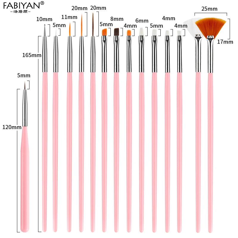 7 Size Nail Art Brush Flat Acrylic Drawing Pen UV Gel Polish French Design Painting Extension Coating Tools Set Manicure.