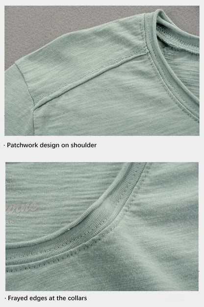 Fashionable Bamboo Cotton Long Sleeve Vintage T-shirts Men Casual Thin Tops Tees Comfortable Tshirt Distressed T-shirt.